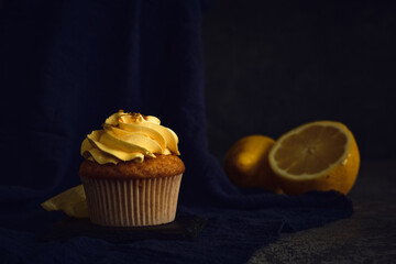 lemon muffins on a dark background