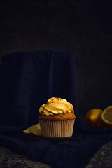 lemon muffins on a dark background