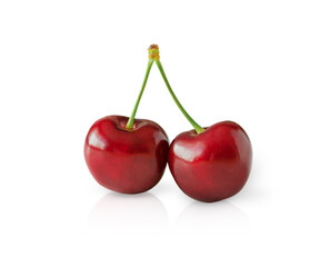 Sweet cherry isolated on white background close up.