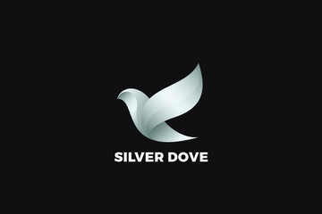 Flying Bird Logo Abstract Luxury Fashion Jewelry  Design vector template 3D style. Dove Pigeon Eagle Wings Logotype concept icon.