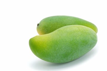 green  Mango on white background