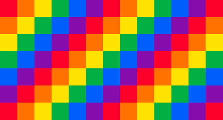 Square tile rainbow colorful background design. Happy LGBT pride month theme vector template. 