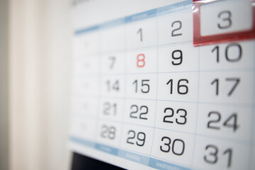 Calendar page with date