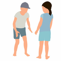 girl and boy in flat design, isolated vector