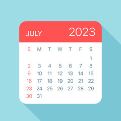 July 2023 Calendar Leaf - Vector Illustration