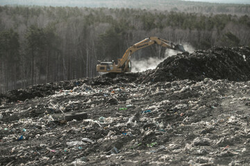 Old garbage landfill near a large city, reclamation