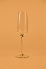 One elegant empty champagne glass.