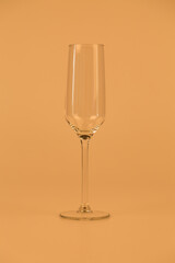 One elegant empty champagne glass.