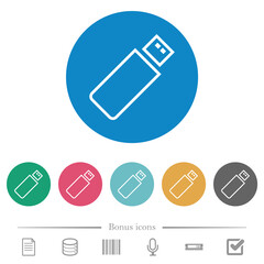 Pendrive outline flat round icons