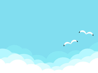 青空とカモメの背景　横位置