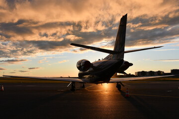 Cessna 560XL with sunset