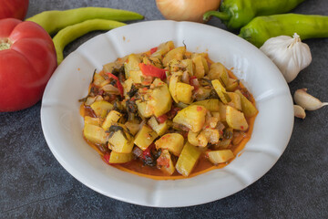 Traditional delicious Turkish food; Roasted Zucchini with Olive Oil