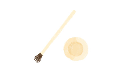 筆とパレットの主線なしイラスト