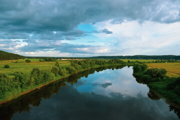 Fototapeta na wymiar landscape with river and clouds