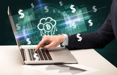 business hand working in stock market