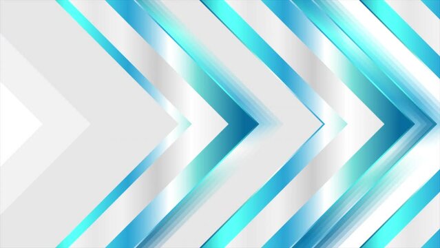 Bright blue and grey glossy arrows abstract tech background. Seamless looping geometric motion design. Video animation Ultra HD 4K 3840x2160