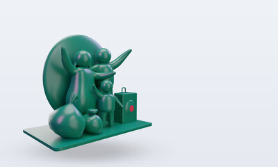 3d world refugee day Bangladesh flag rendering left view