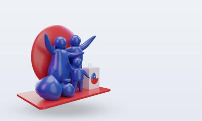 3d world refugee day Chile flag rendering left view