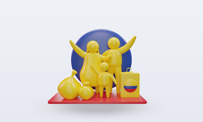 3d world refugee day Colombia flag rendering front view