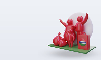 Naklejka premium 3d world refugee day Gambia flag rendering right view