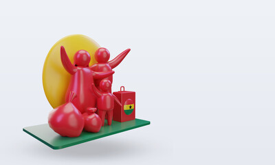 3d world refugee day Ghana flag rendering left view