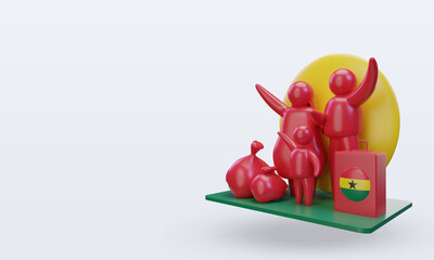 3d world refugee day Ghana flag rendering right view