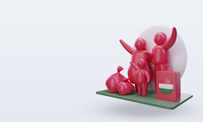 3d world refugee day Hungary flag rendering right view