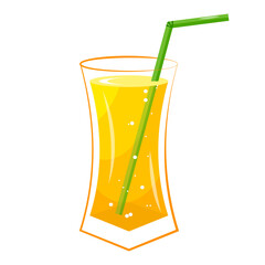 Glass of orange juice. Vector illustration