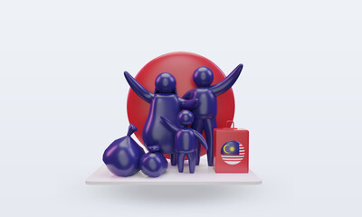 3d world refugee day Malaysia flag rendering front view