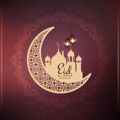 Eid Al Adha mubarak crescent moon artistic background design