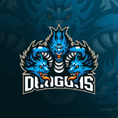 Dragon mascot logo design vector with modern illustration concept style for badge, emblem and t shirt printing. Angry dragon illustration for sport and esport team.