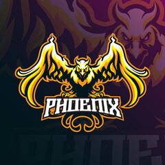 Phoenix mascot logo design vector with modern illustration concept style for badge, emblem and t shirt printing. Angry phoenix illustration for sport and esport team. © Ahmadbrutalism666