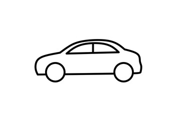 outline side view car icon isolated on white background