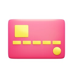 3d debit card icon. Rendering illustration of pink plastic credit card with chip isolated on white background. E-commerce sign. Payment of shopping online element. Finance symbol. Electronic money.
