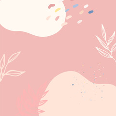 Beautiful pastel social media square banner background template with minimal abstract organic shapes composition in trendy contemporary collage style. Minimal background with Scandinavian color theme