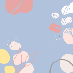 Beautiful pastel social media square banner background template with minimal abstract organic shapes composition in trendy contemporary collage style. Minimal background with Scandinavian color theme