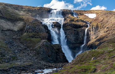 Waterfall Rjukandafoss formed by Ysta-Rjukandi river in eastern Iceland