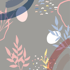 Beautiful pastel social media square banner background template with minimal abstract organic shapes composition in trendy contemporary collage style. Minimal background with Scandinavian color theme