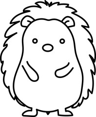 black outline hedgehog isolated on white background