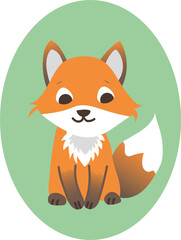 fox cub character sitting isolated on a white background