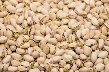 Stack of pistachio nut snack