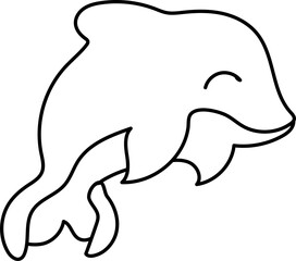 black outline dolphin isolated on white background