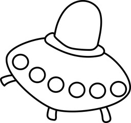 outline flying saucer isolated on white background