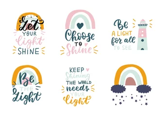 Wall murals Positive Typography Let your light. Inspirational quote. Religious phrase. Mental health affirmation quote. Bible verse hand lettering, psychology depression awareness. Handwritten positive self-care motivational saying.