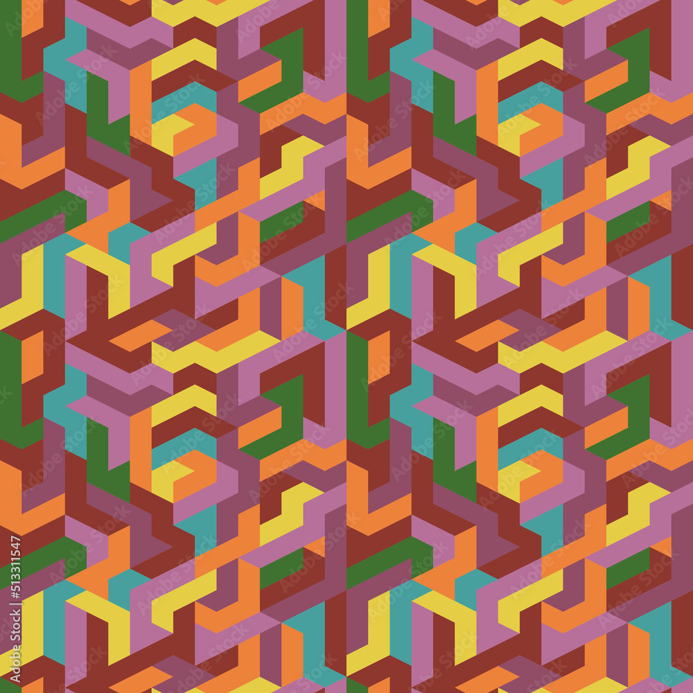 Aufkleber colored geometric shapes in a seamless pattern. vector for print and decor, textiles and decoration.