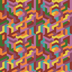 Colored geometric shapes in a seamless pattern. Vector for print and decor, textiles and decoration. The print is stylish for surfaces.