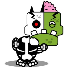 cartoon character costume vector illustration
zombie bone mascot holding head