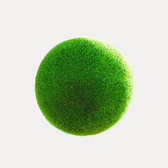 Green grass globe isolated on light background, sunlight
