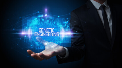 Man hand holding digital technology concept