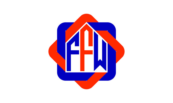 FFW three letter real estate logo with home icon logo design vector template | construction logo | housing logo | engineering logo | initial letter logo | minimalist logo | property logo |